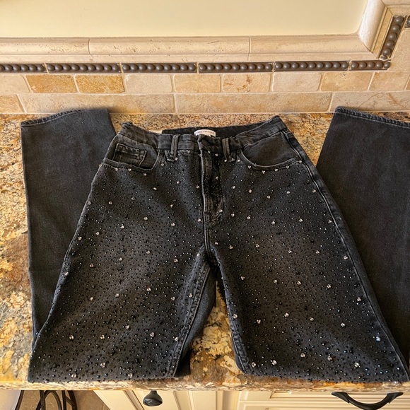 NWT Good American Good Icon Embellished High Rise Straight Leg Jeans - Picture 3 of 6